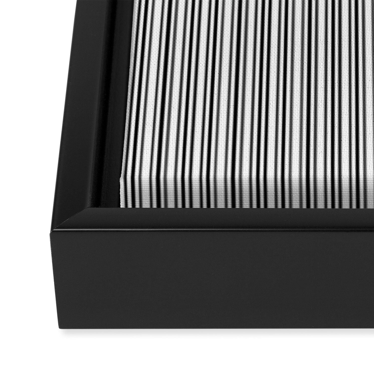 Trendy French Black and White Mattress Ticking Double Stripes Framed Canvas Print Gallery Image 3
