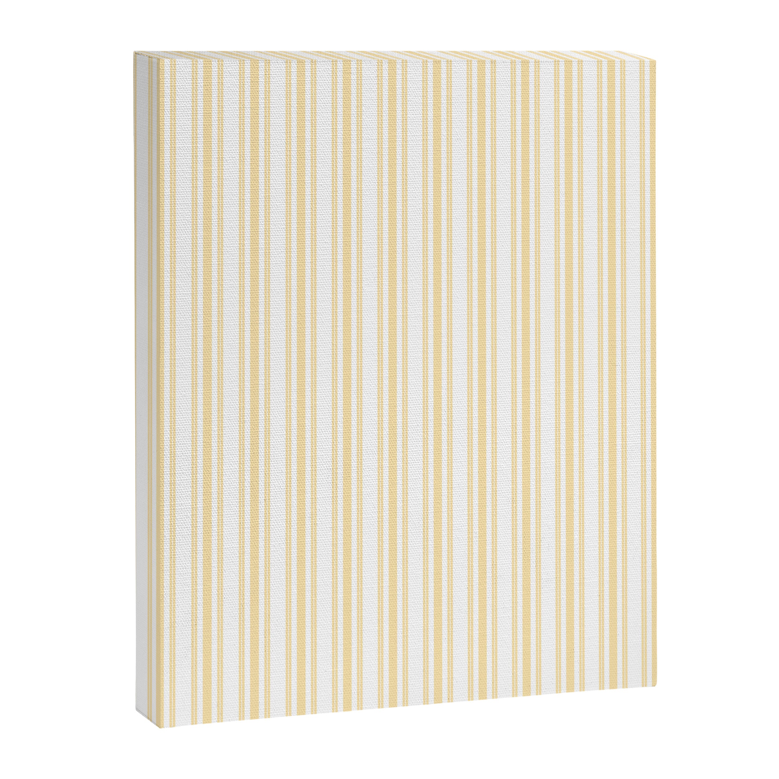 Trendy Large Buttercup Yellow Pastel Butter French Mattress Ticking Double Stripes Canvas Print Gallery Image 3