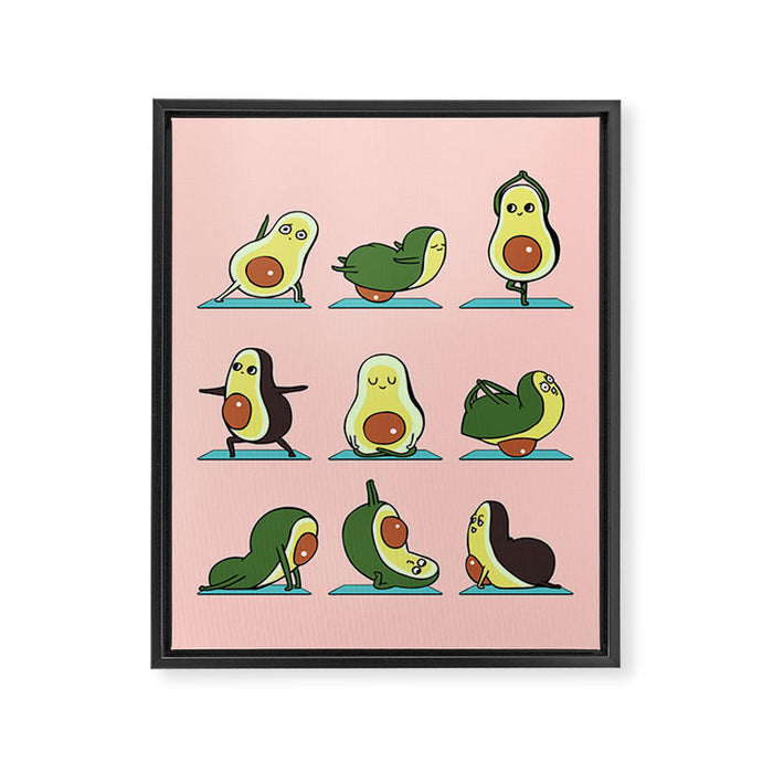 Avocado Yoga in Pink Framed Canvas Print Gallery Image 1