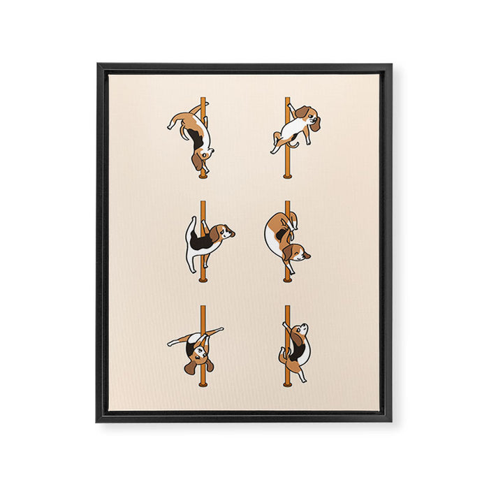Beagle Pole Dancing Club Framed Canvas Print Gallery Image 1