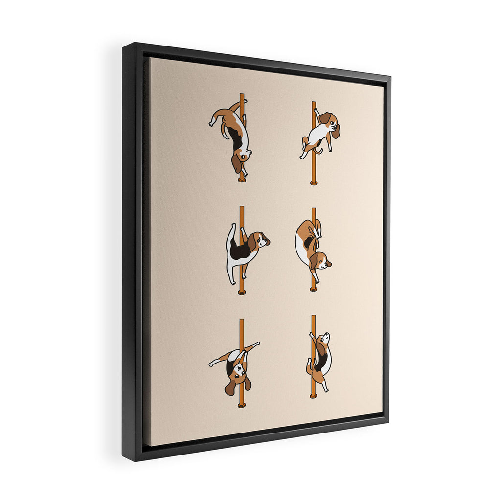 Beagle Pole Dancing Club Framed Canvas Print Gallery Image 2