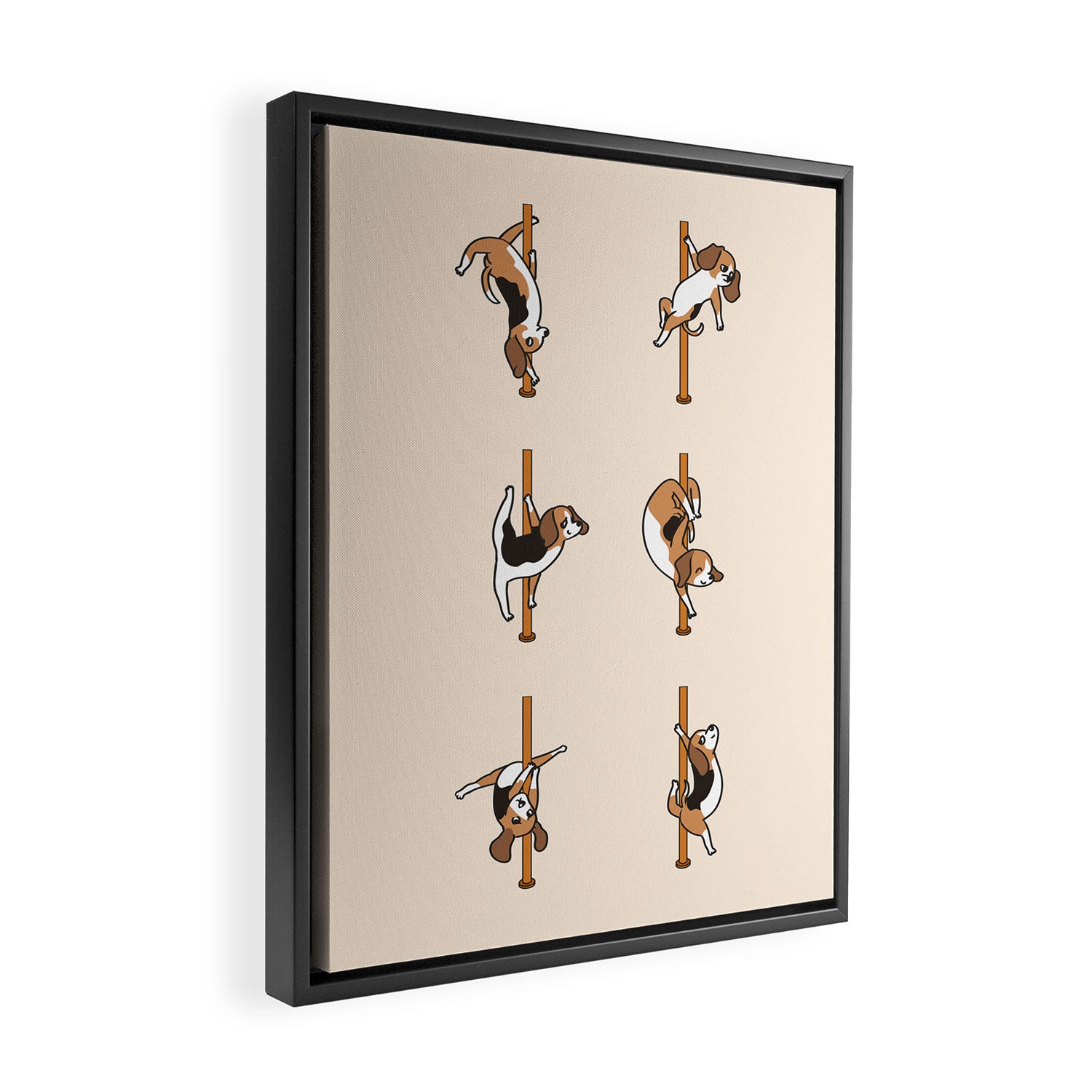 Beagle Pole Dancing Club Framed Canvas Print Gallery Image 2