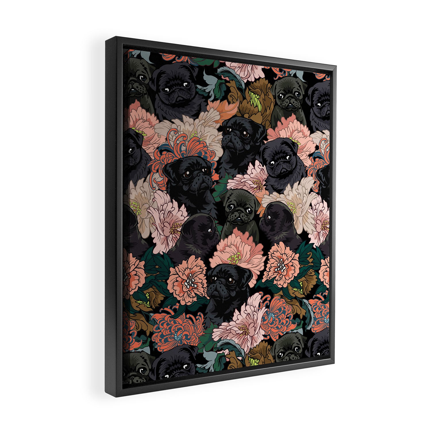 Because Black Pug Framed Canvas Print Gallery Image 2