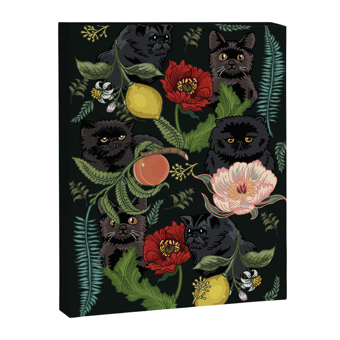 Botanical and Black Cats Canvas Print Gallery Image 1