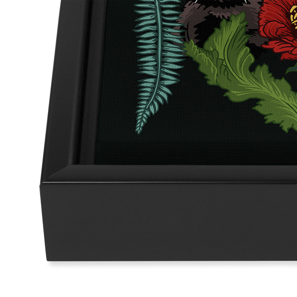 Botanical and Black Cats Framed Canvas Print Gallery Image 3