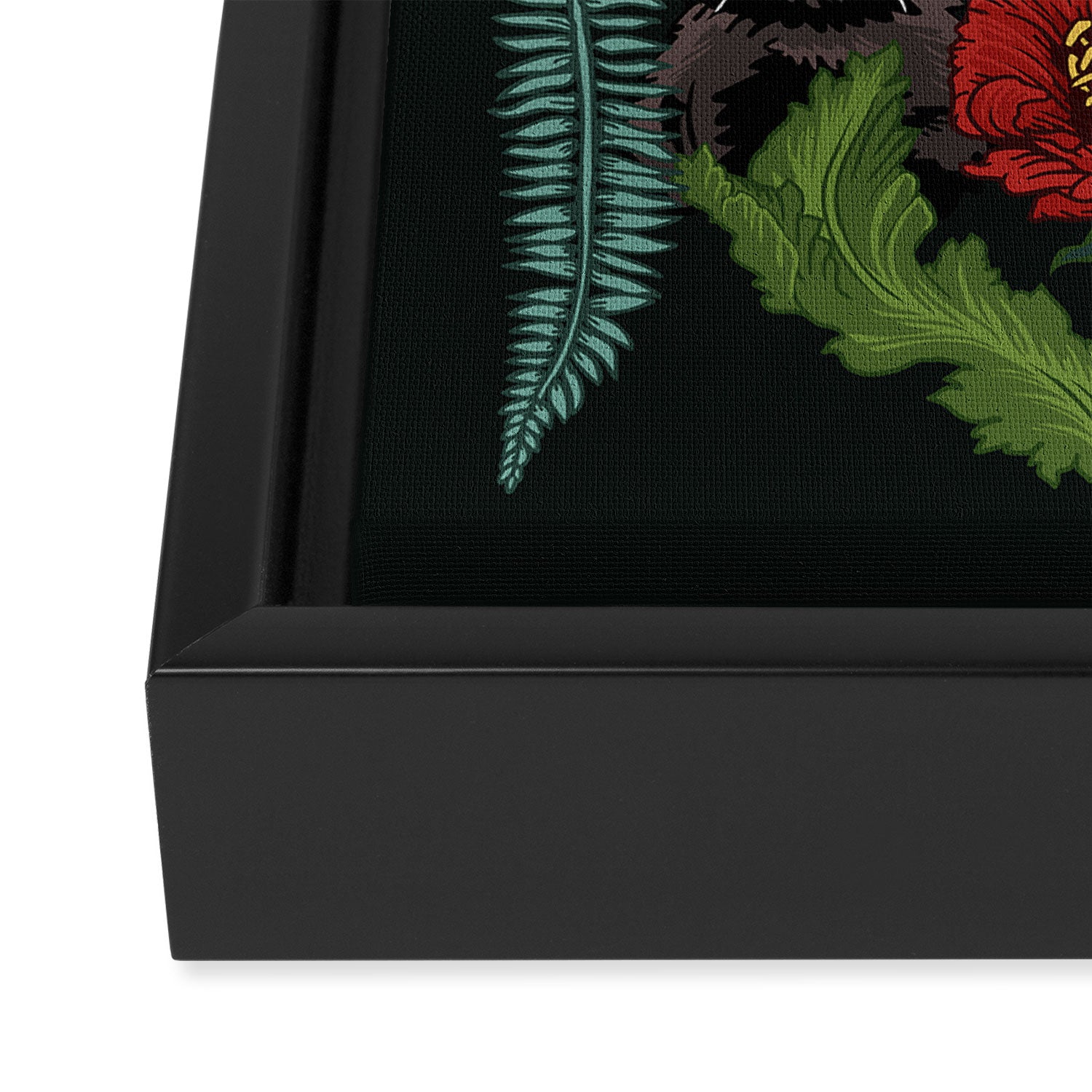 Botanical and Black Cats Framed Canvas Print Gallery Image 3
