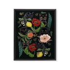 Botanical and Black Cats Framed Canvas Print Gallery Image 8