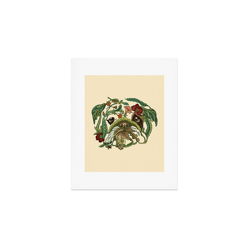 Botanical English Bulldog Art Print Gallery Image 1