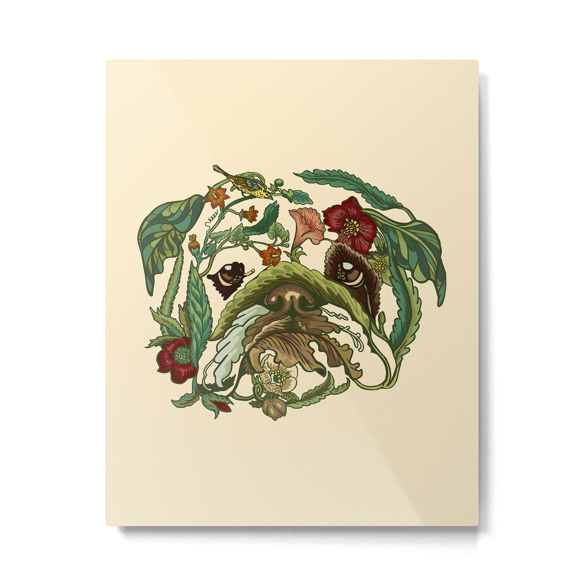 Botanical English Bulldog Metal Print Gallery Image 6