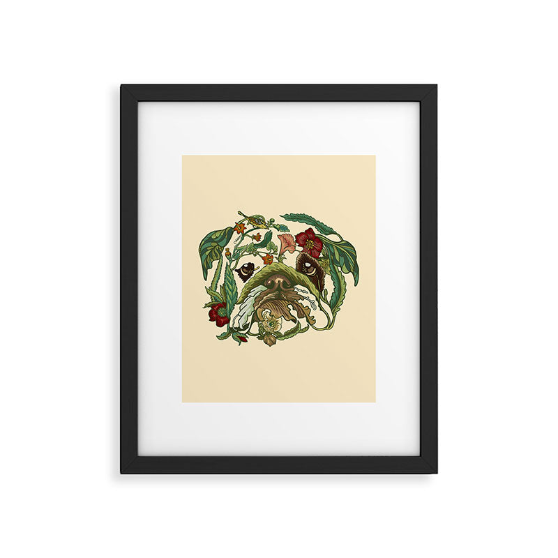Botanical English Bulldog Framed Art Print Gallery Image 6