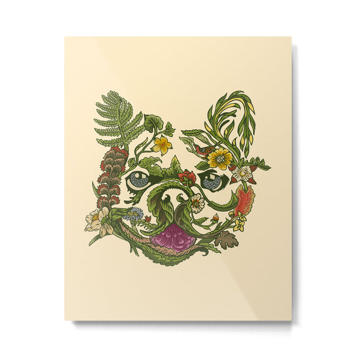 Botanical French Bulldog Metal Print Gallery Image 1