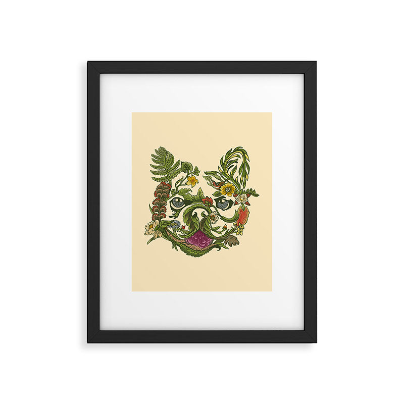 Botanical French Bulldog Framed Art Print Gallery Image 4
