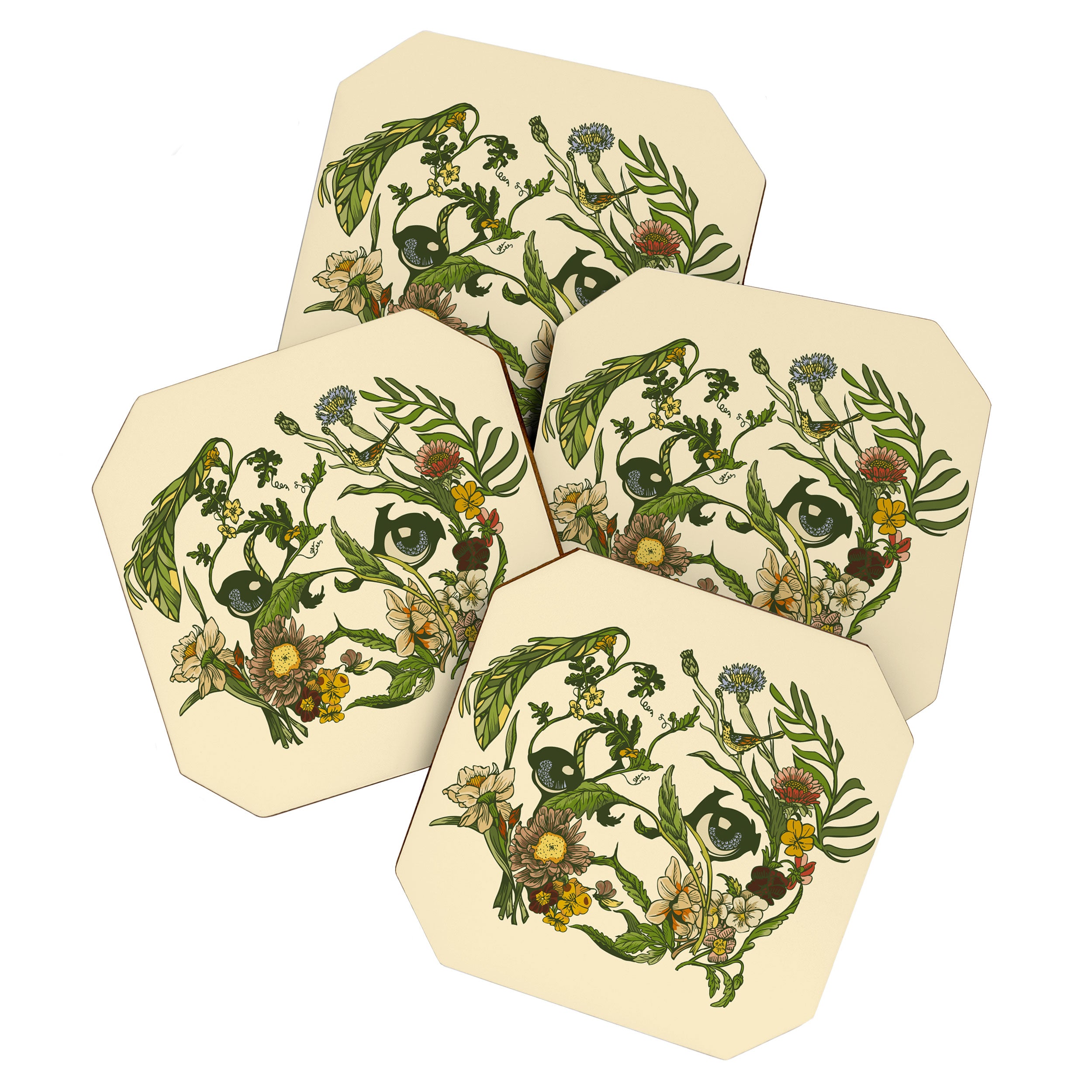 Botanical Pug Coaster Gallery Image 1