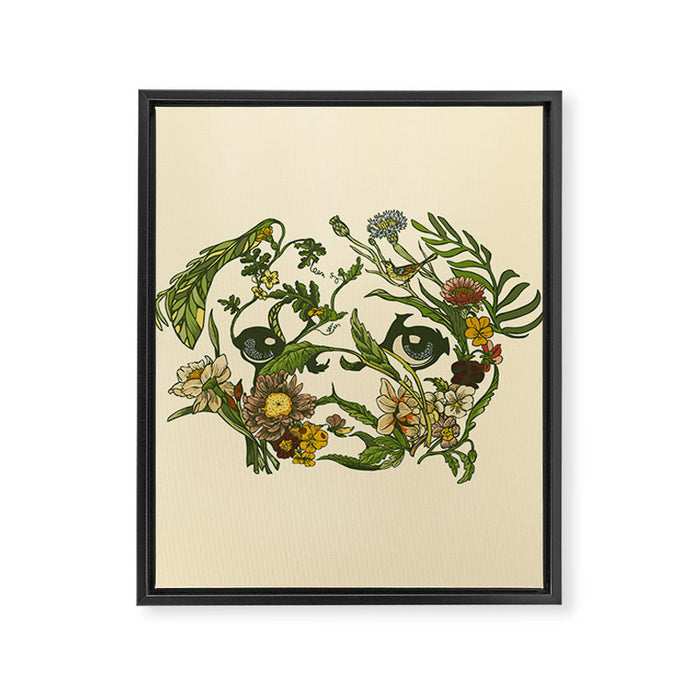 Botanical Pug Framed Canvas Print Gallery Image 1
