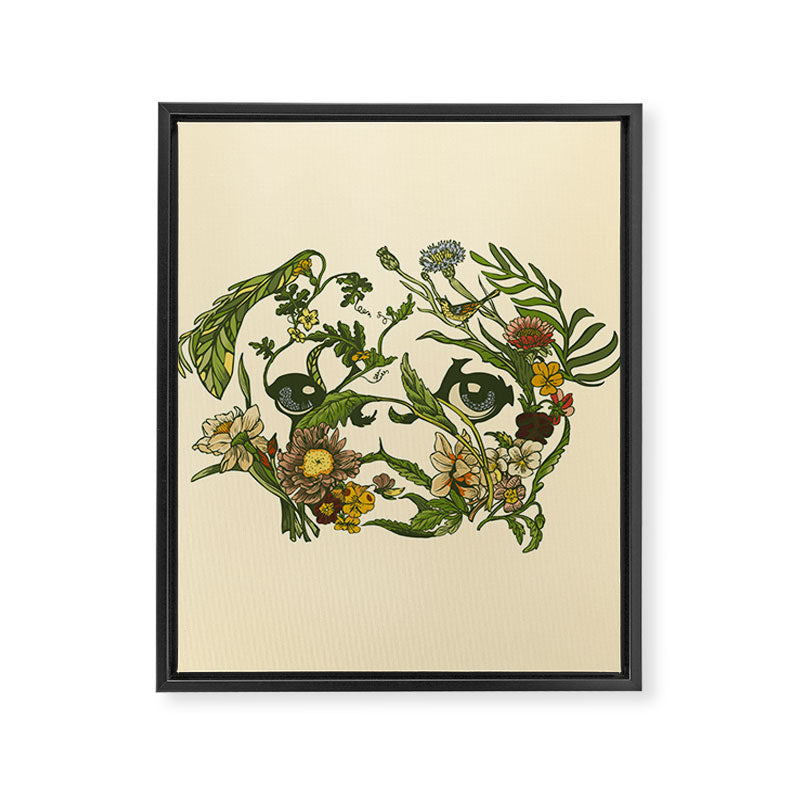 Botanical Pug Framed Canvas Print Gallery Image 8