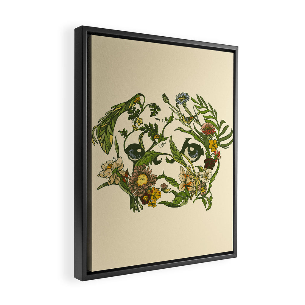 Botanical Pug Framed Canvas Print Gallery Image 2