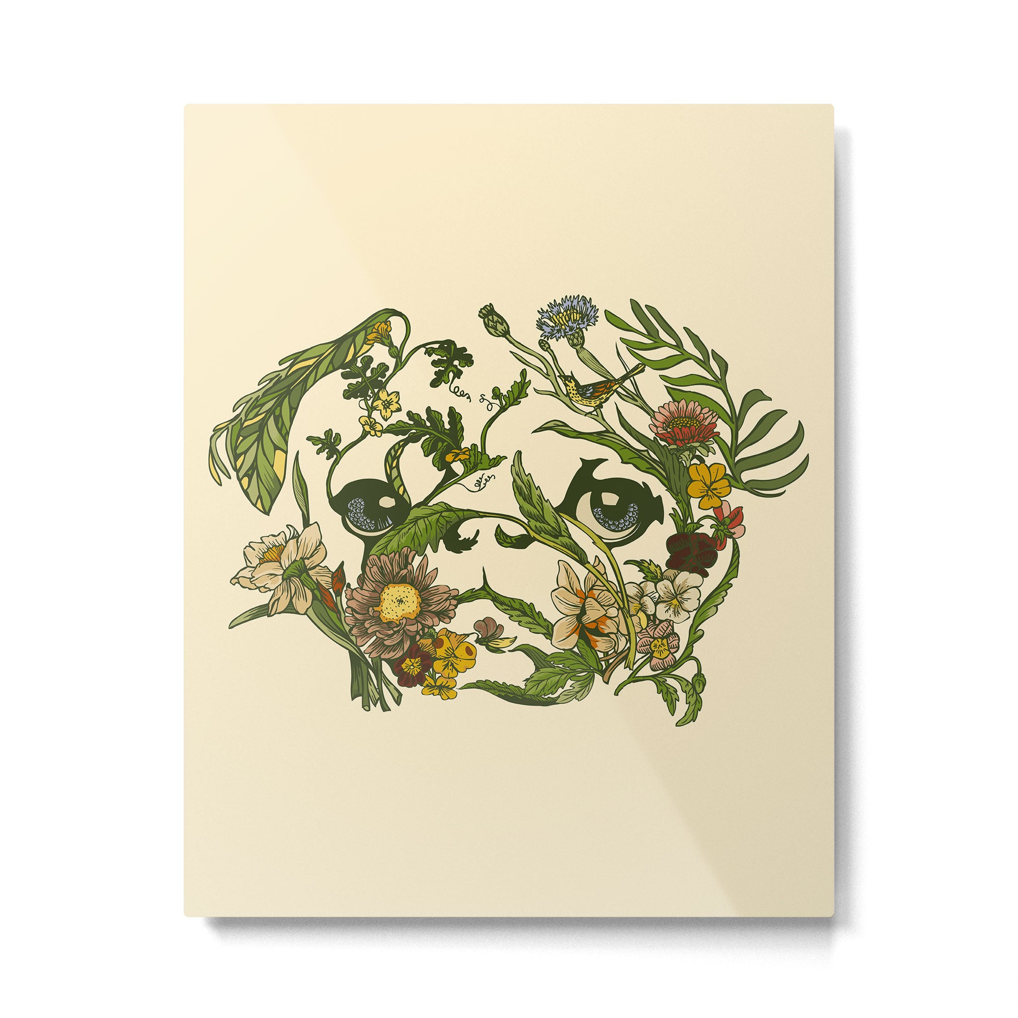 Botanical Pug Metal Print Gallery Image 6