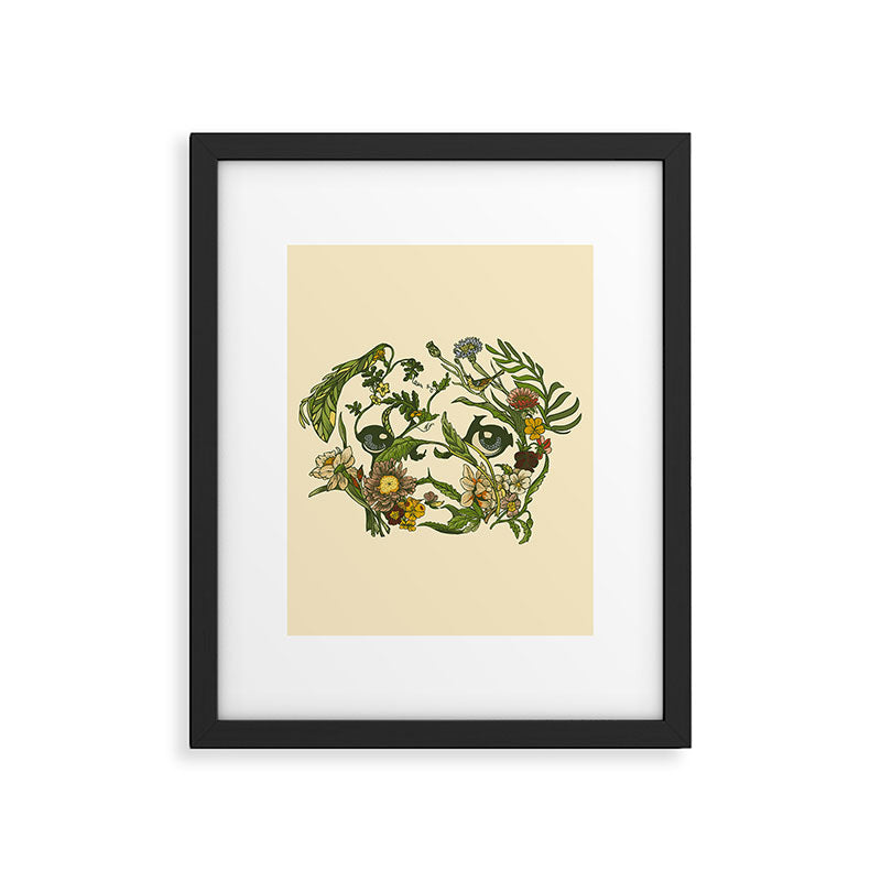 Botanical Pug Framed Art Print Gallery Image 4