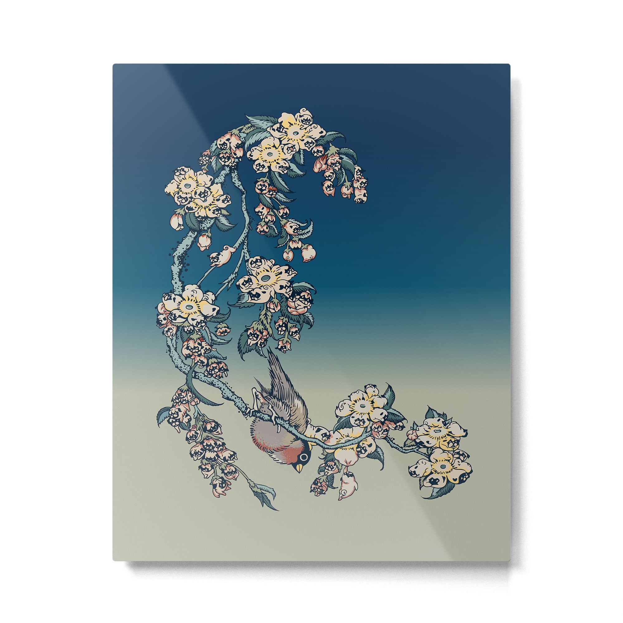 Bullfinch and Pug Cherry Metal Print Gallery Image 6