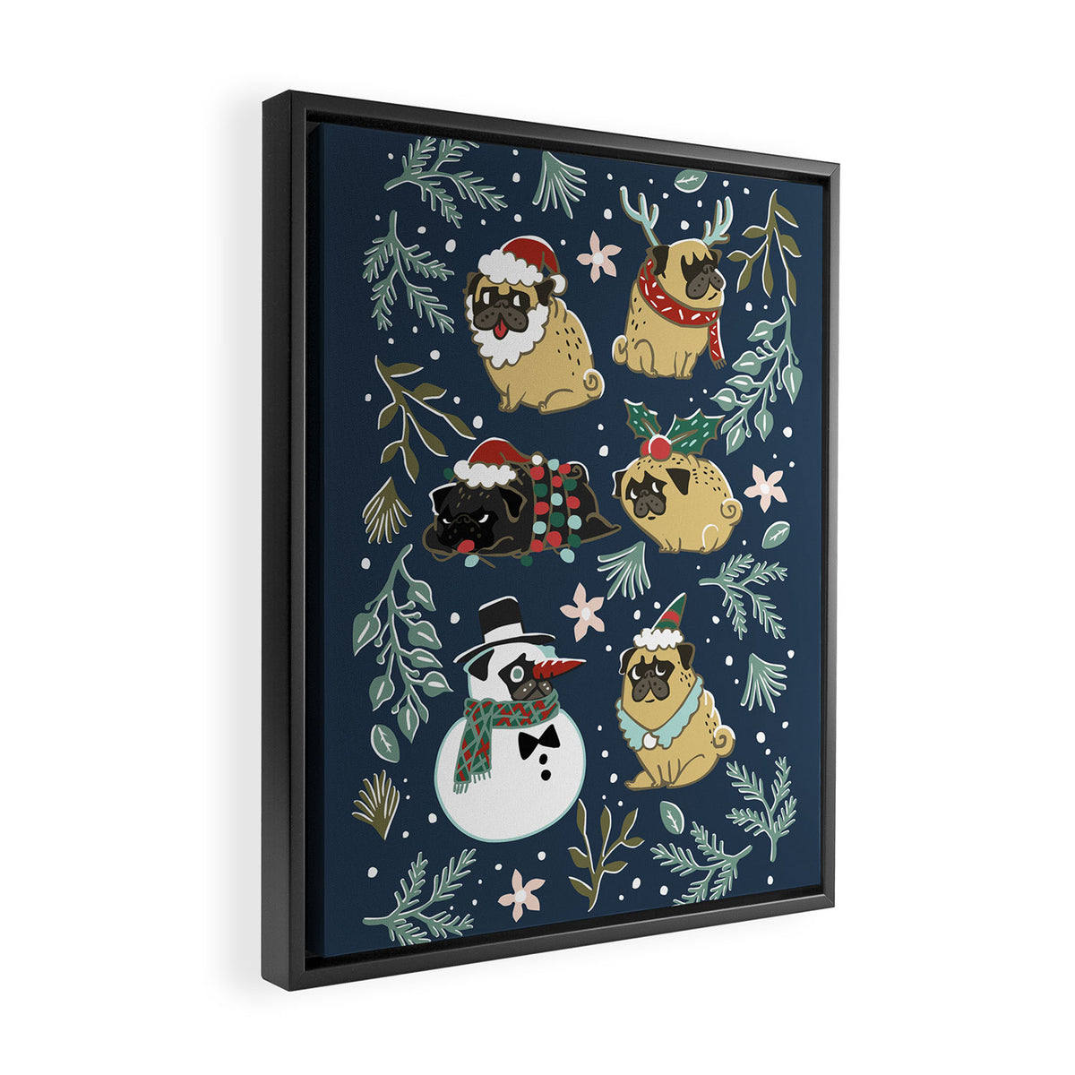 Christmas Pugs Framed Canvas Print Gallery Image 2