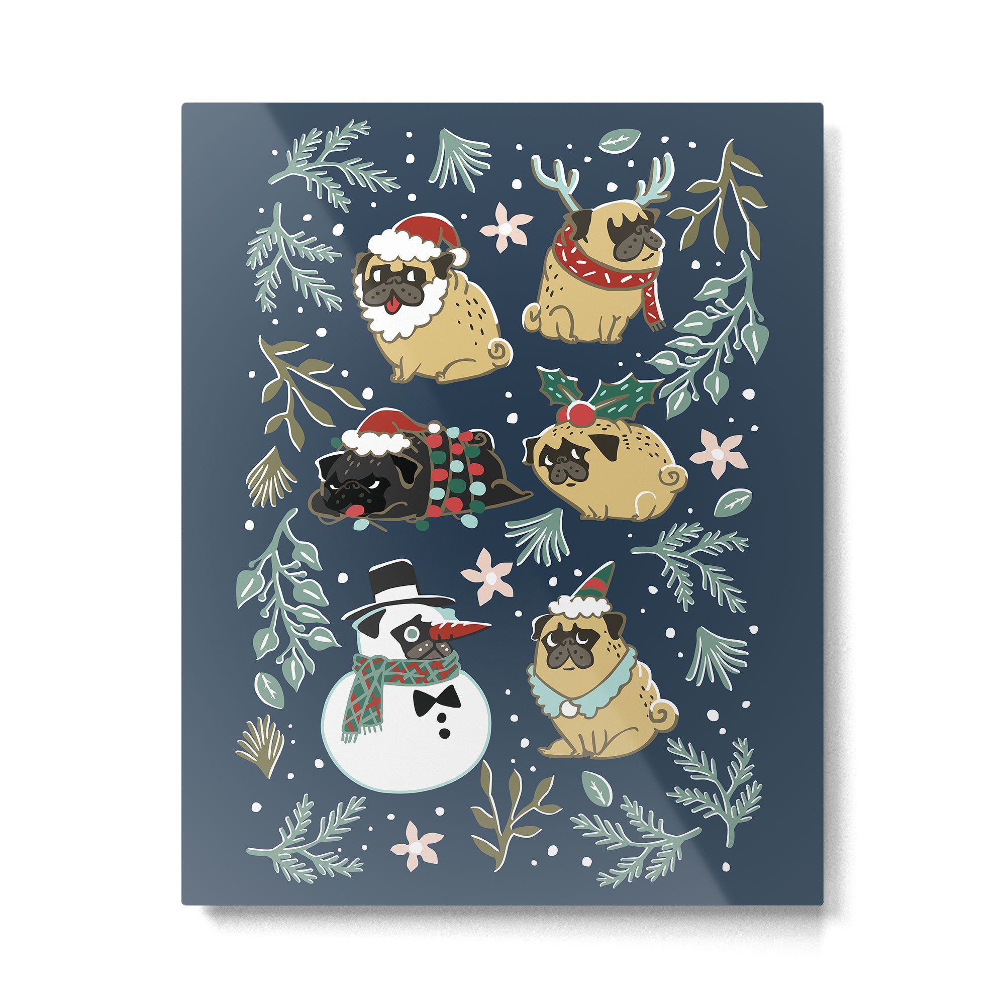 Christmas Pugs Metal Print Gallery Image 6
