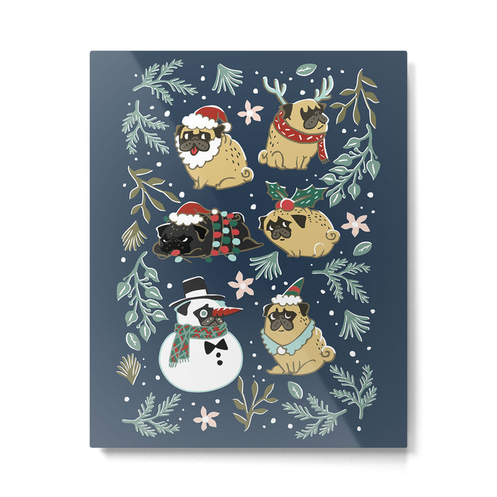 Christmas Pugs Metal Print Gallery Image 1
