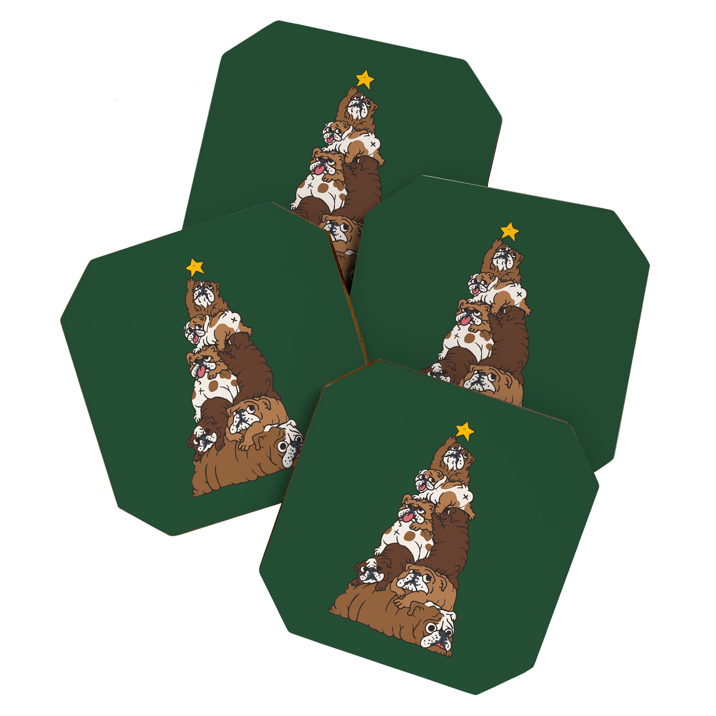 Christmas Tree English Bulldog Coaster Gallery Image 1