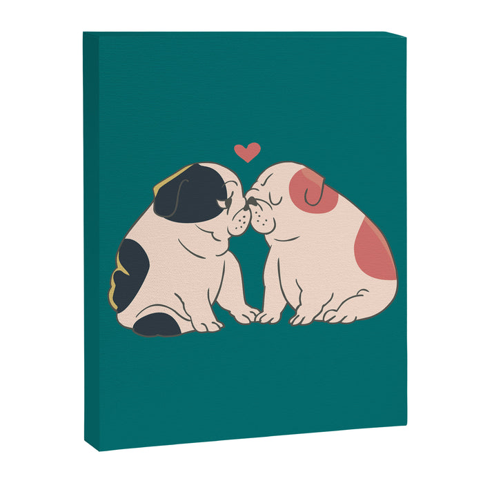 English Bulldog Kisses Canvas Print Gallery Image 1