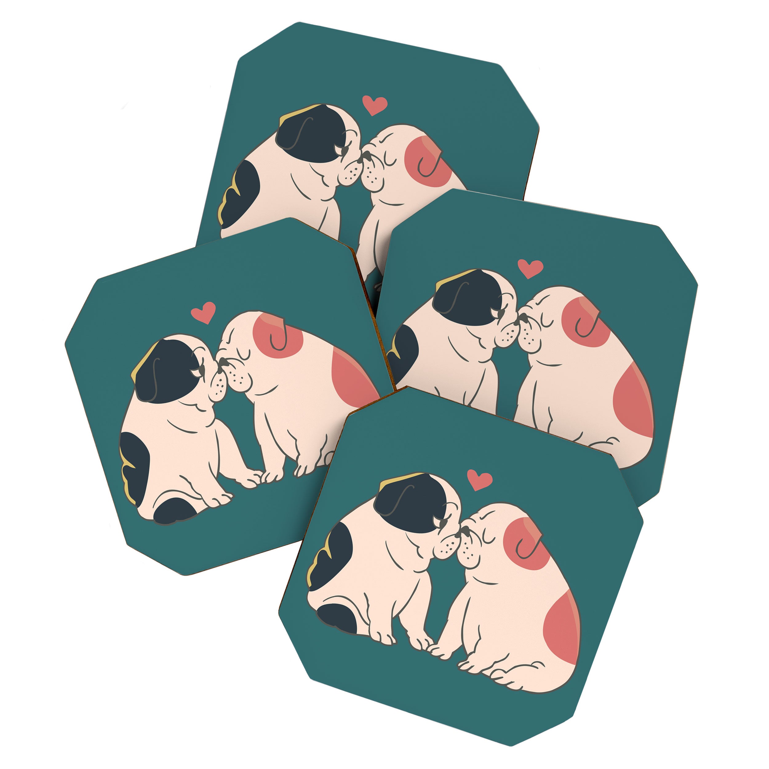 English Bulldog Kisses Coaster Gallery Image 1