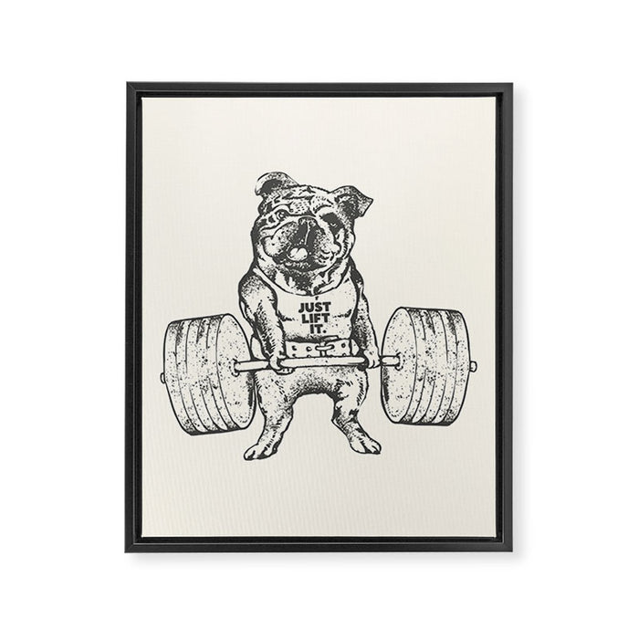 English Bulldog Lift Framed Canvas Print Gallery Image 1