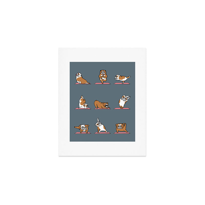 English Bulldog Yoga Art Print Gallery Image 1