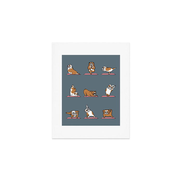 English Bulldog Yoga Art Print Gallery Image 1