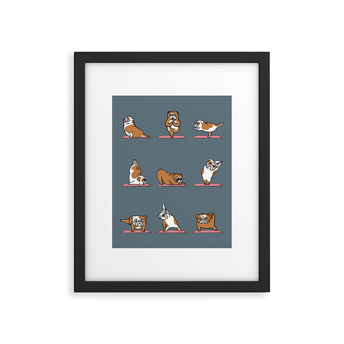 English Bulldog Yoga Framed Art Print Gallery Image 1