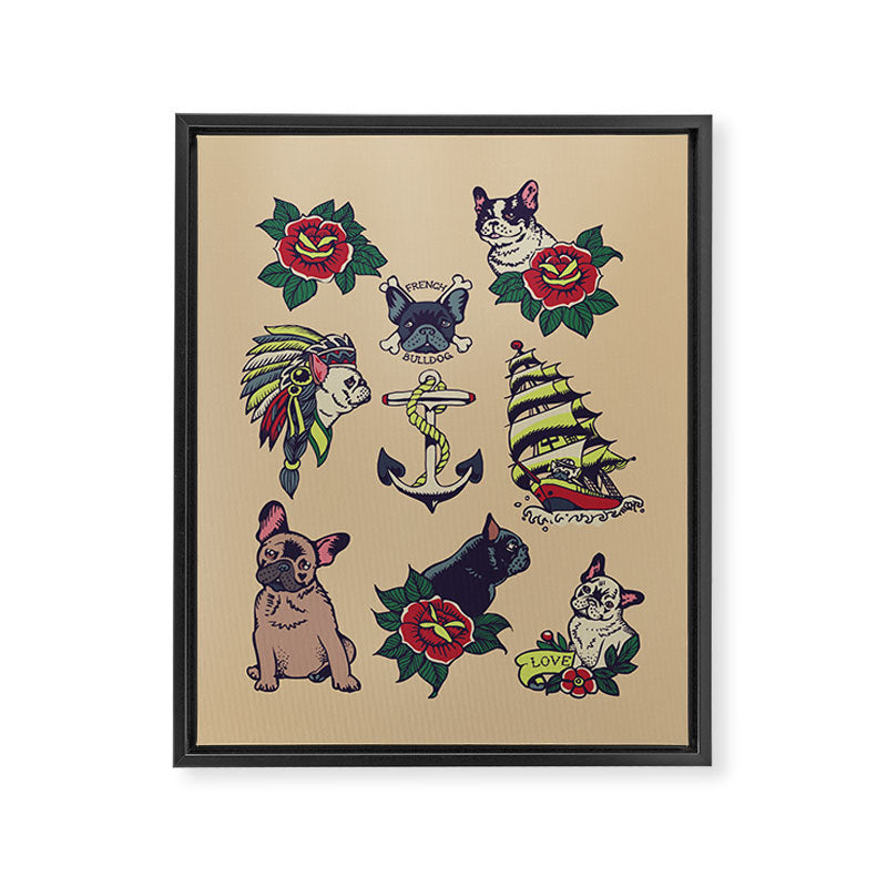 French  Bulldog Tattoo Framed Canvas Print Gallery Image 8