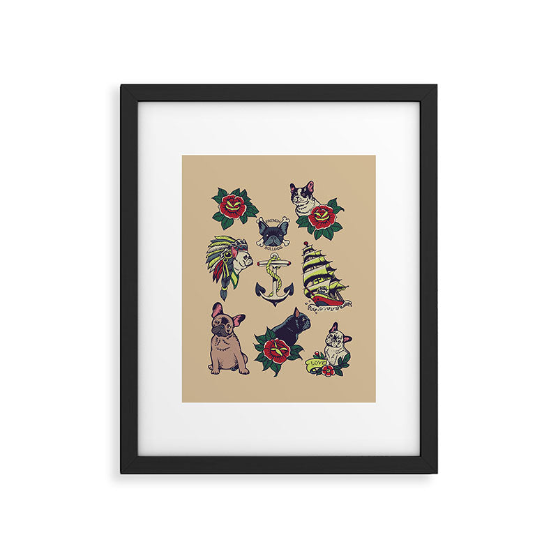 French  Bulldog Tattoo Framed Art Print Gallery Image 6