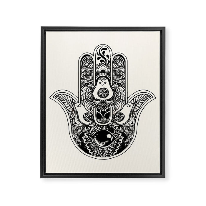 Hamsa Hand Avocado Framed Canvas Print Gallery Image 1
