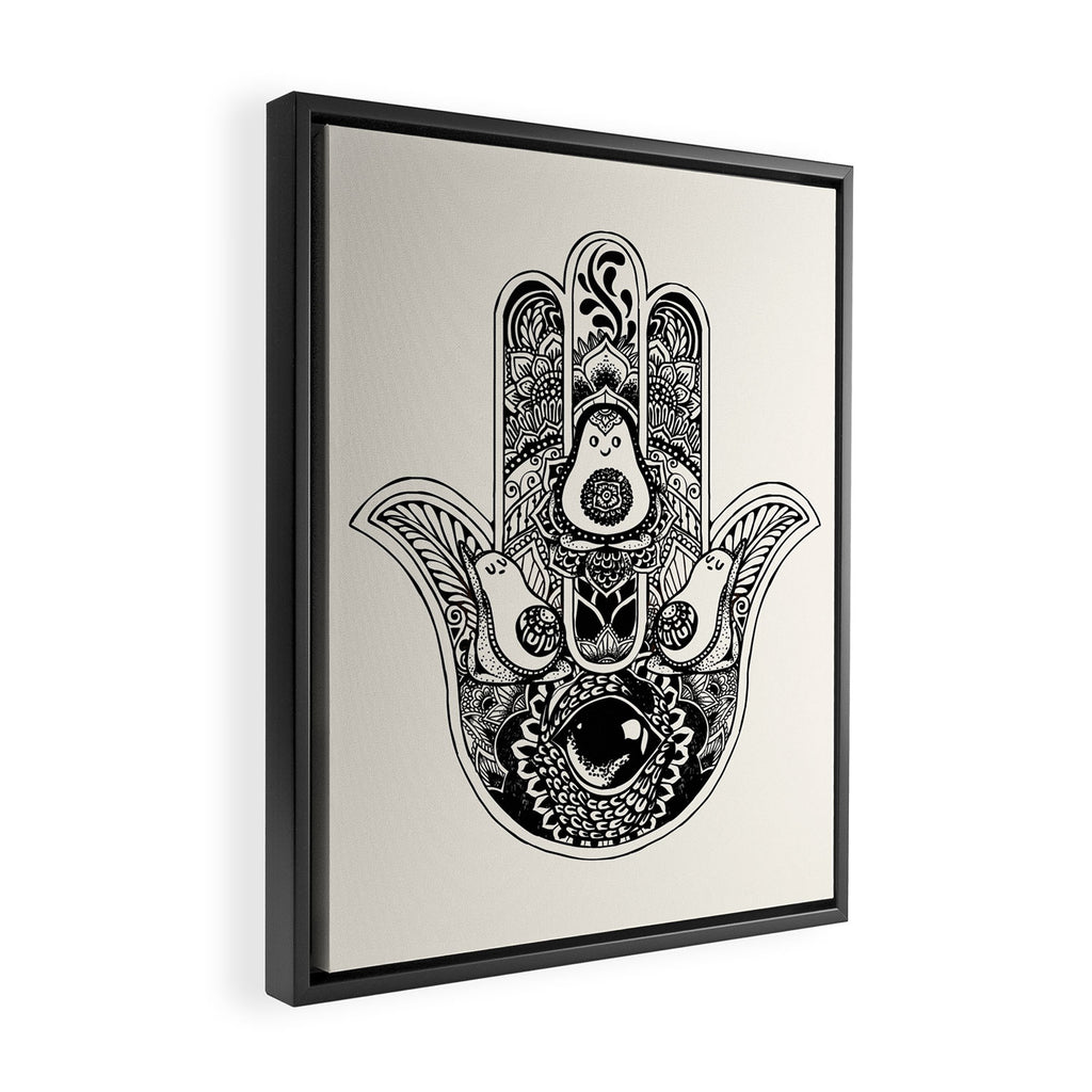 Hamsa Hand Avocado Framed Canvas Print Gallery Image 2