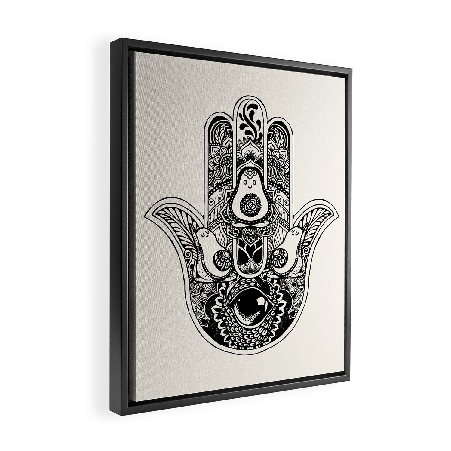 Hamsa Hand Avocado Framed Canvas Print Gallery Image 2