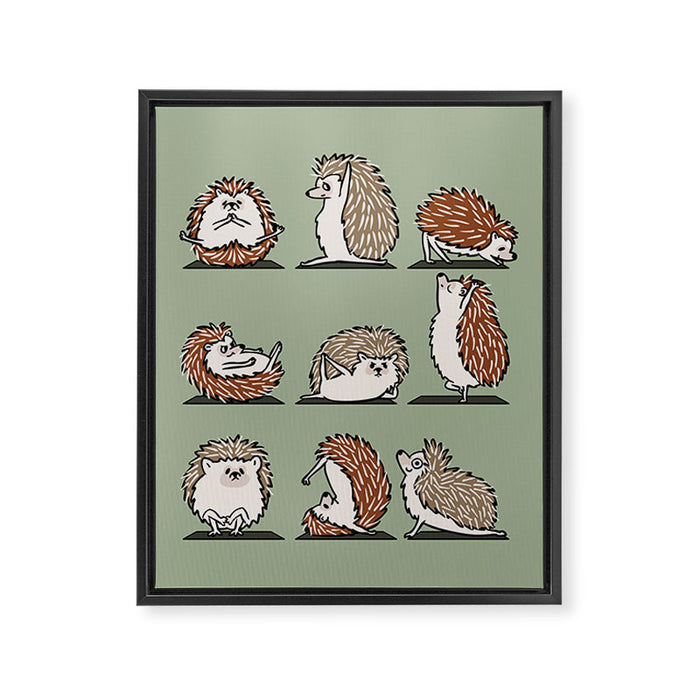 Hedgehog Yoga Framed Canvas Print Gallery Image 1