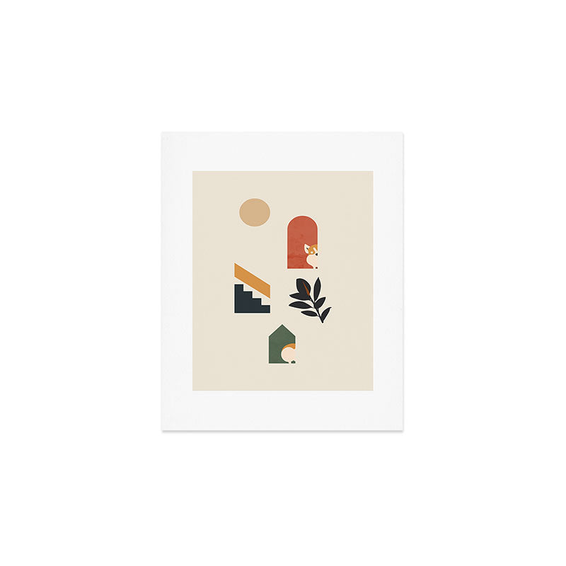 Hide and Seek Corgi Art Print Gallery Image 1
