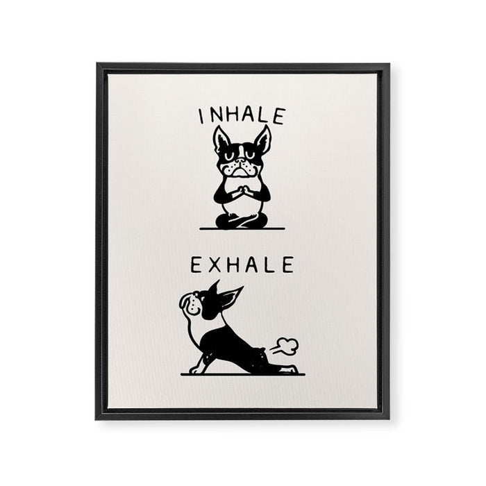 Inhale Exhale Boston Terrier Framed Canvas Print Gallery Image 1