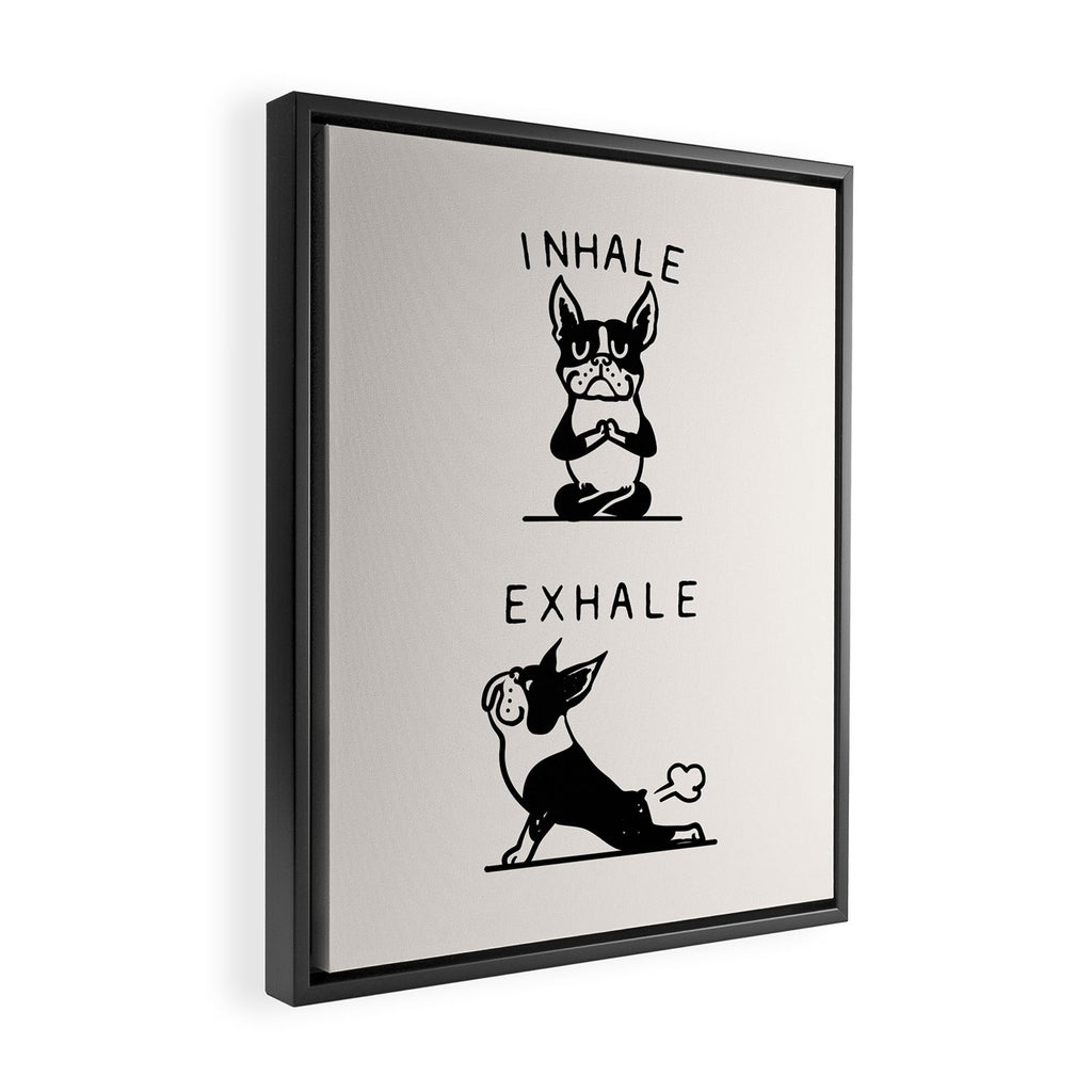 Inhale Exhale Boston Terrier Framed Canvas Print Gallery Image 2