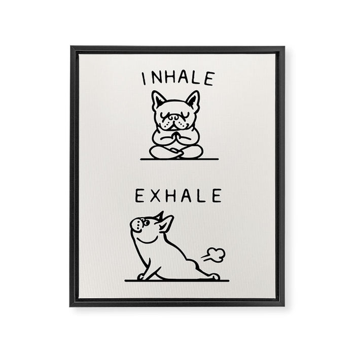 Inhale Exhale Frenchie Framed Canvas Print Gallery Image 1