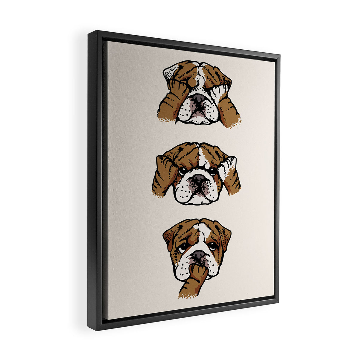 No Evil English Bulldog Framed Canvas Print Gallery Image 2