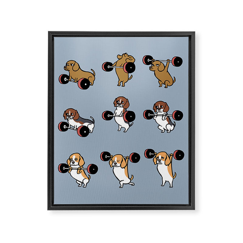 Olympic Lifting Beagles Framed Canvas Print Gallery Image 8