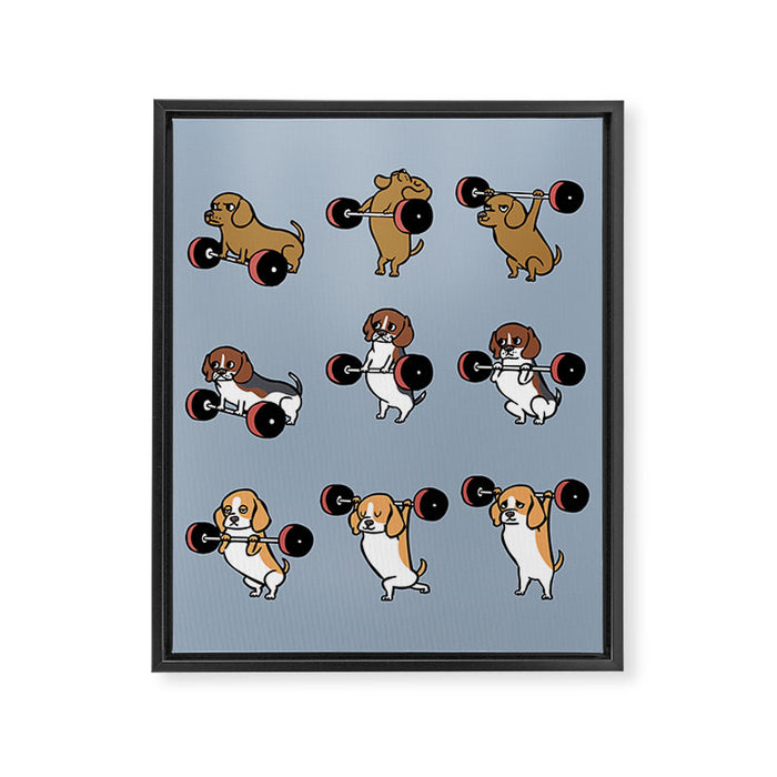 Olympic Lifting Beagles Framed Canvas Print Gallery Image 1