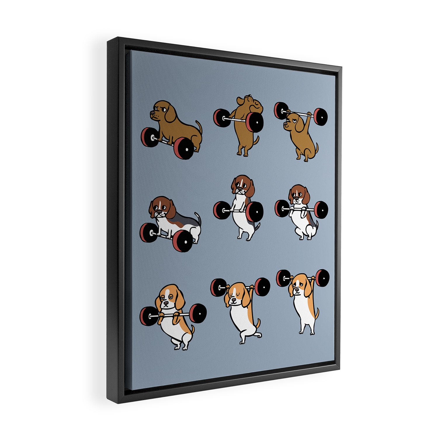 Olympic Lifting Beagles Framed Canvas Print Gallery Image 2