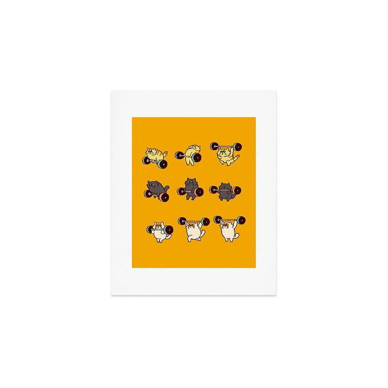 Olympic Lifting Cat Art Print Gallery Image 1