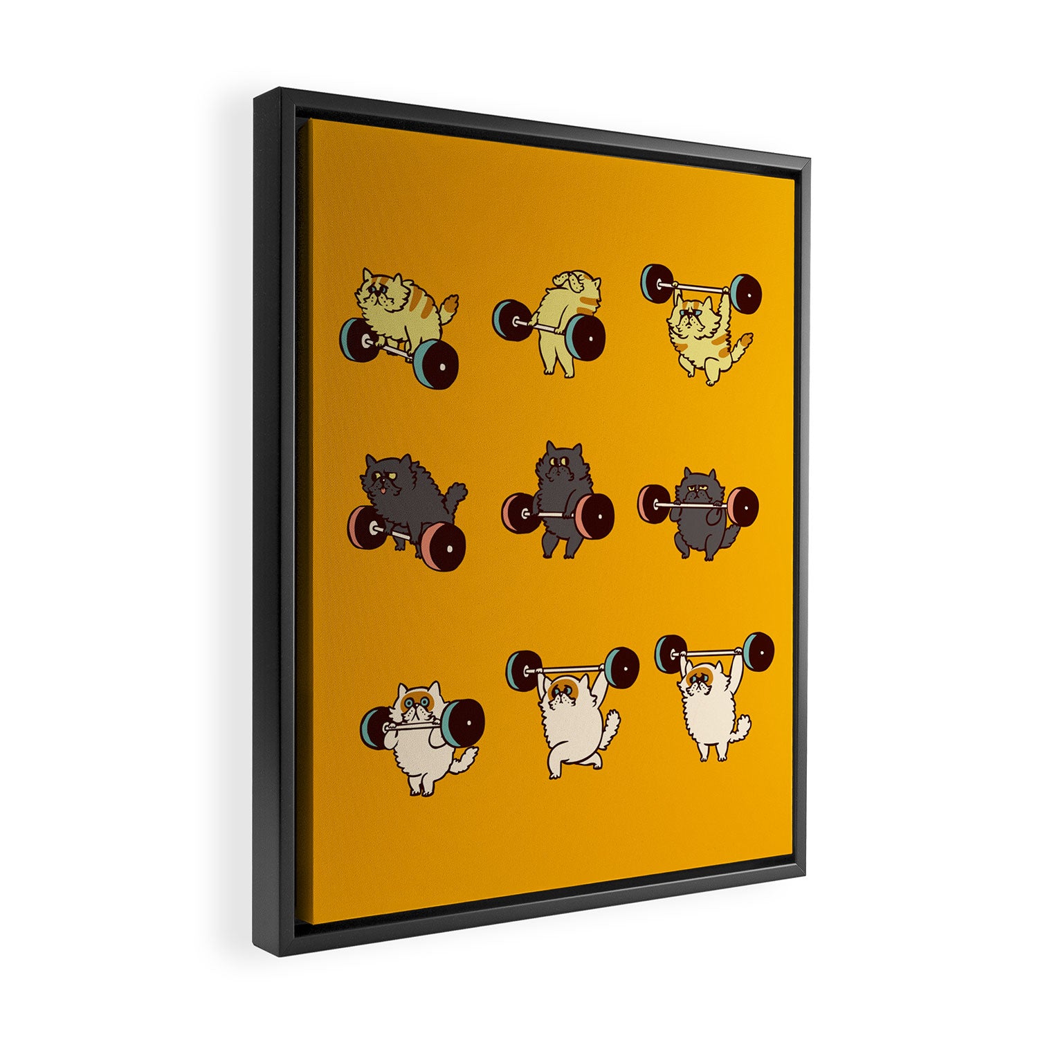 Olympic Lifting Cat Framed Canvas Print Gallery Image 2