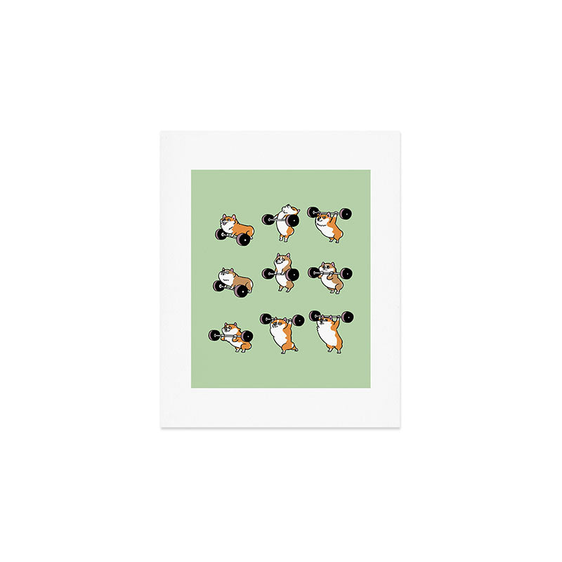 Olympic Lifting Corgi Art Print Gallery Image 1